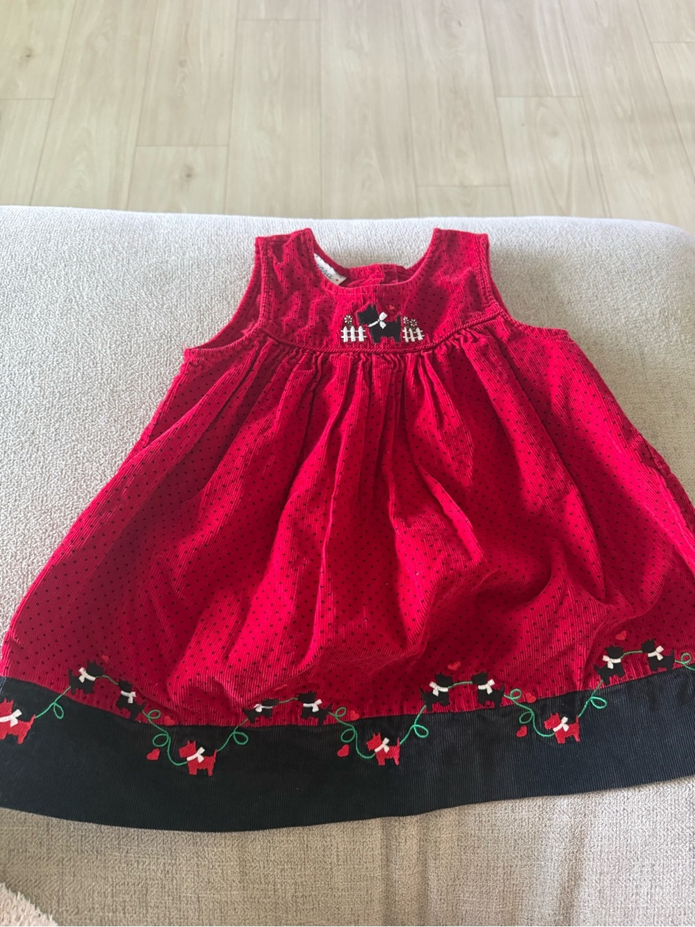 Red Sleeveless Embroidered Holiday Dress for Girls